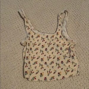 Cream floral tank top